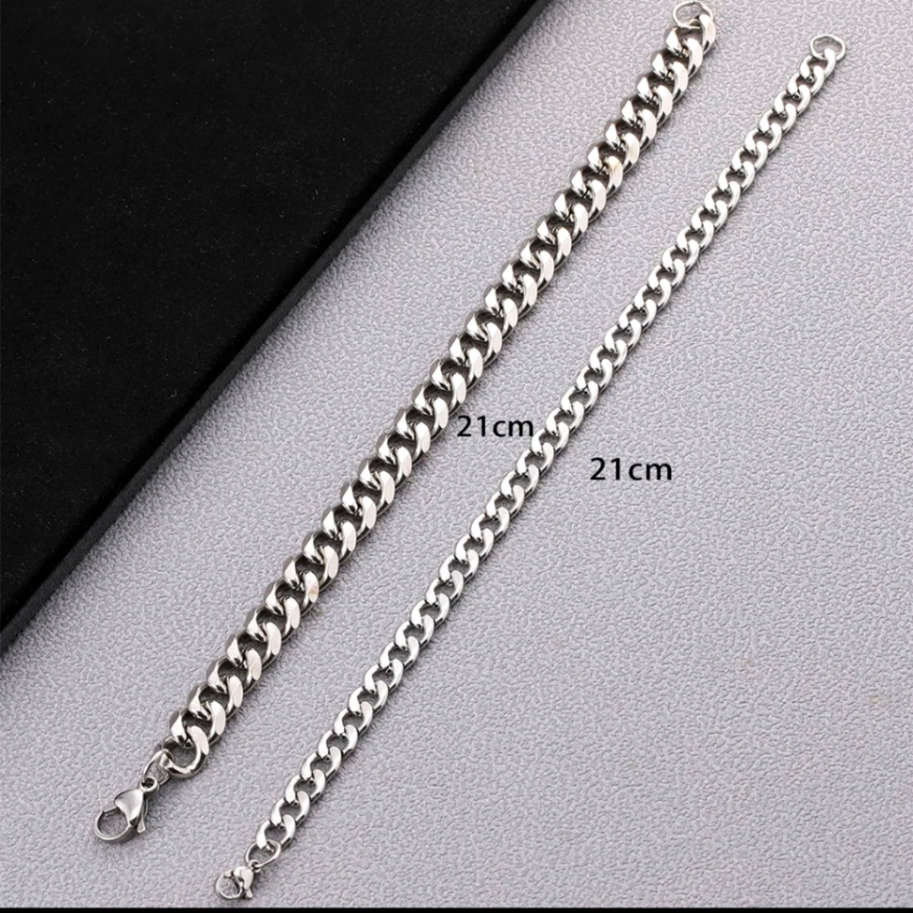 Men's Sterling Silver Plated 2pc Bracelet Set